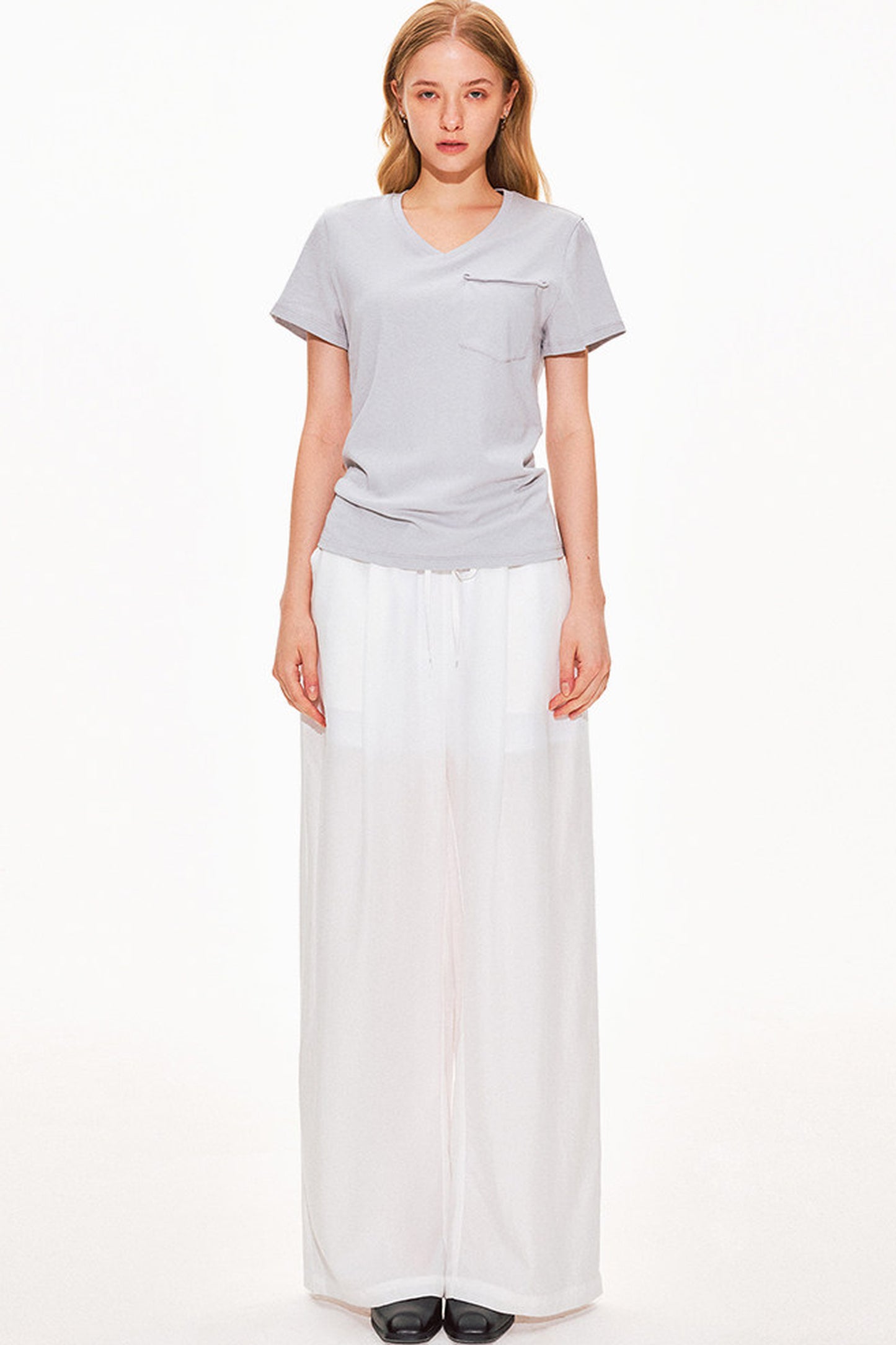 Haut col V en pur coton