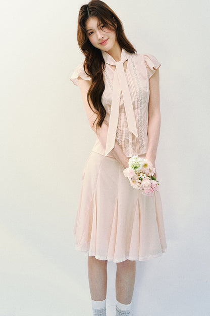 Conjunto de blusa de seda de morera bruma ligera
