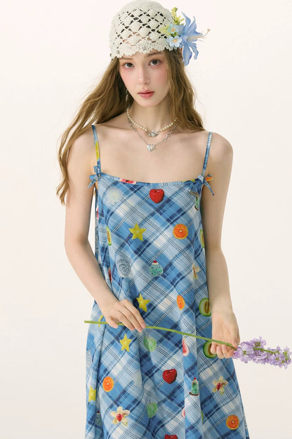Robe à carreaux avec imprimé amusant Doux rêves