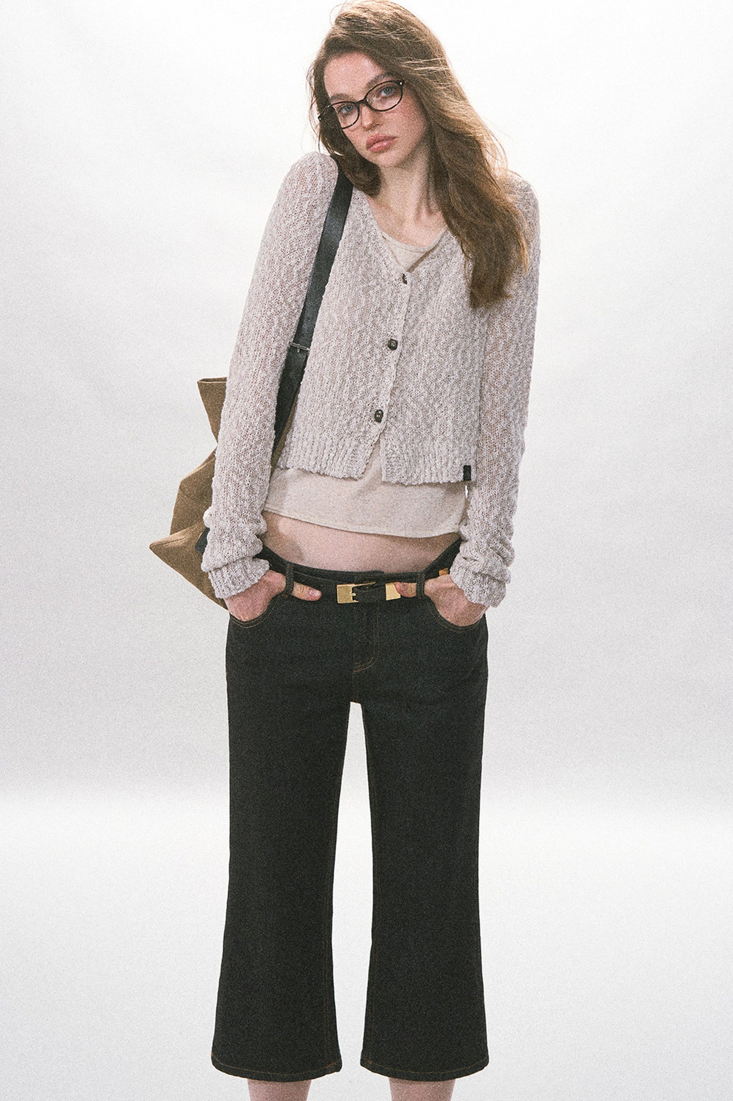 High-Waist Straight-Leg Washed Jeans