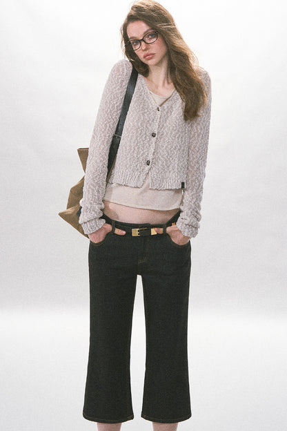 High-Waist Straight-Leg Washed Jeans