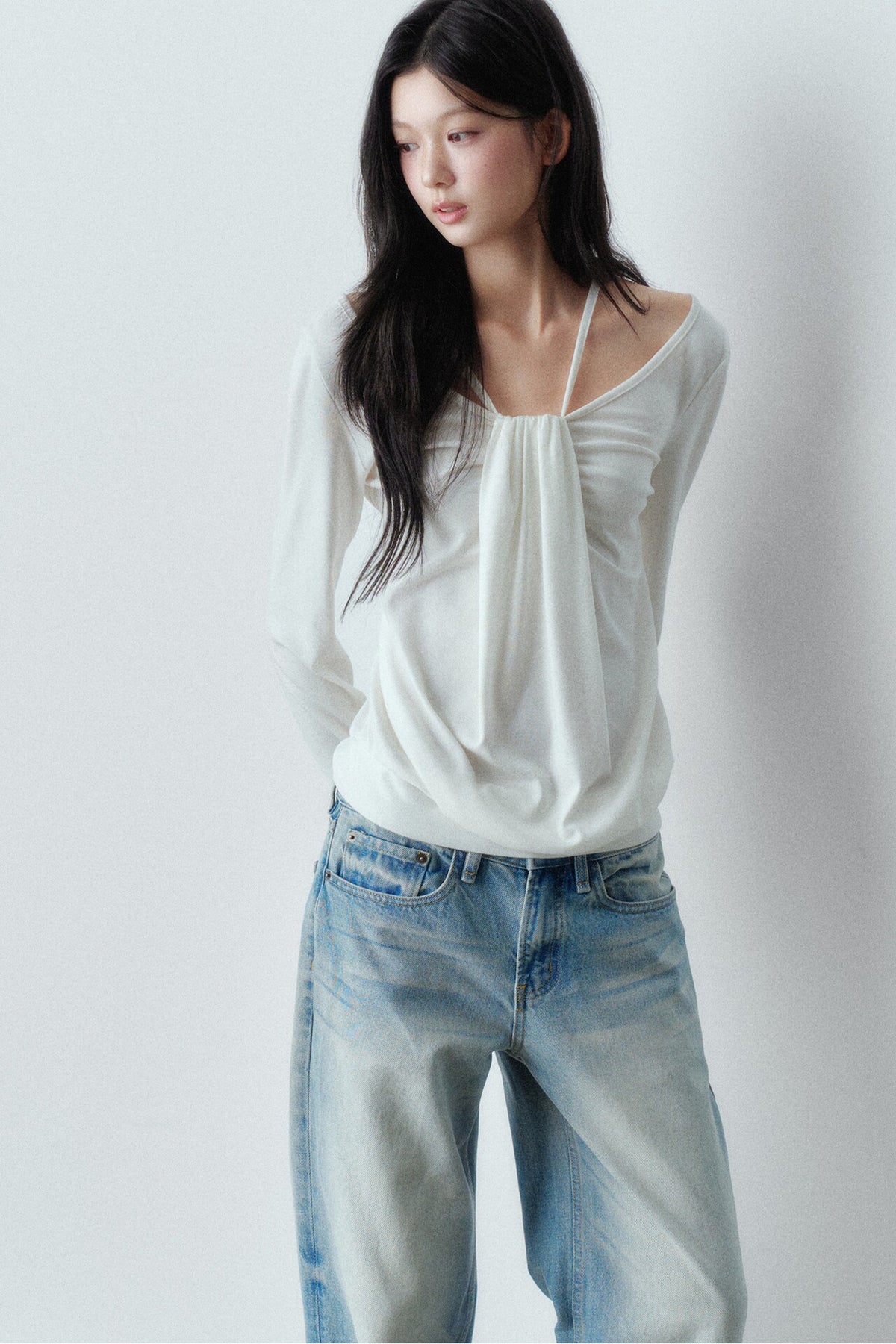 Lyocell Wool Large Round Neck T-shirt