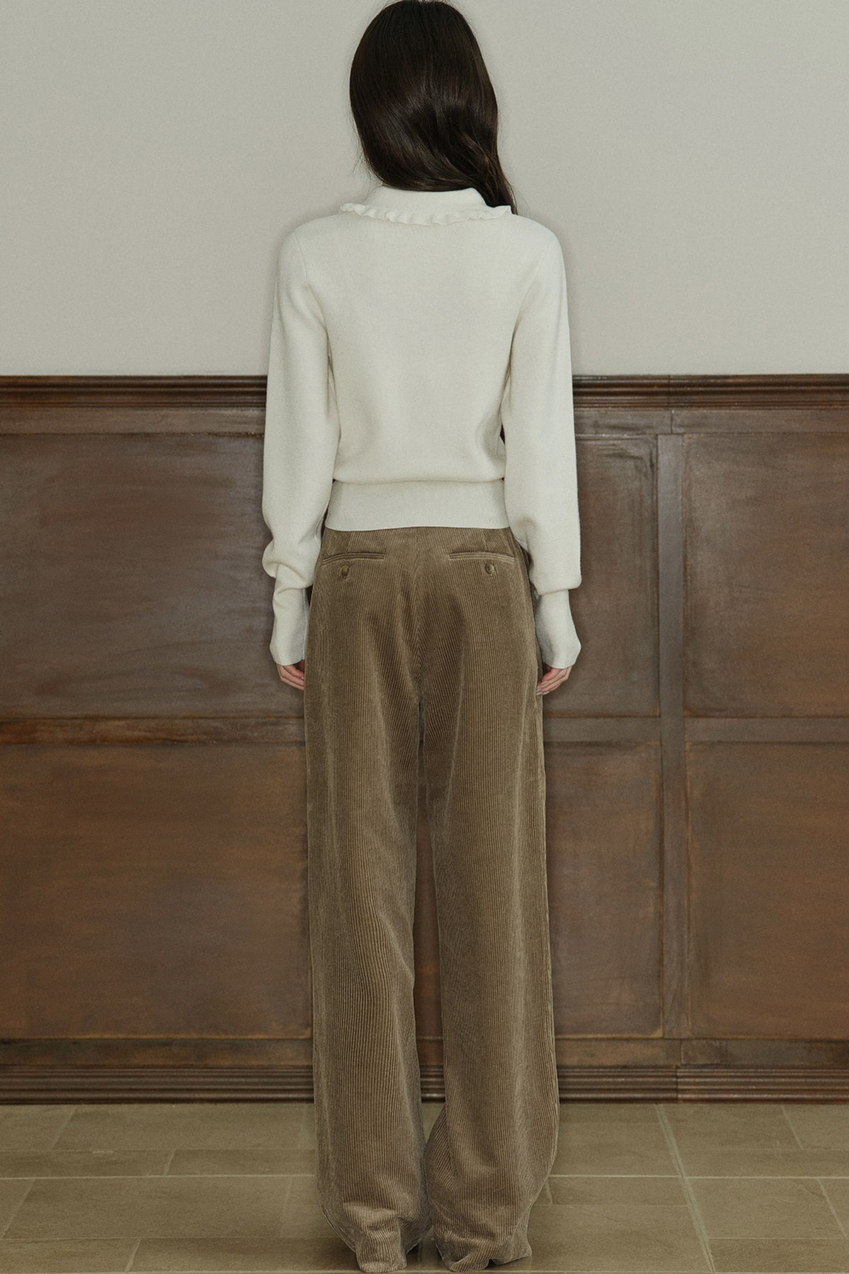 Wool Blend Ruffled Doll Collar Top