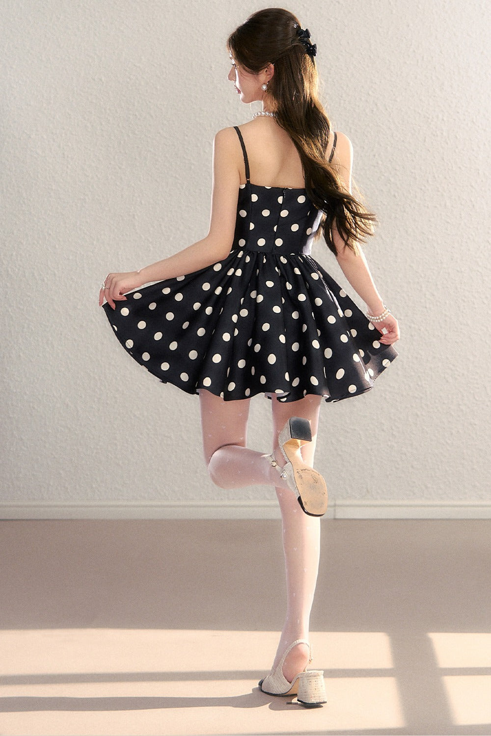 Satin Polka Dot Bow Tie Dress