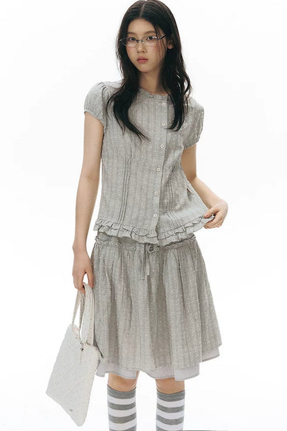 Double-Layered Puff A-Line Skirt