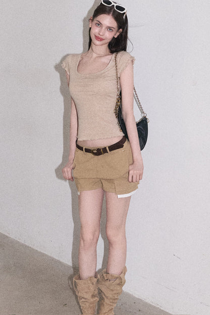 Color-Blocked Linen Pants