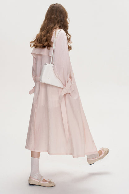 Large Lapel Tie Trench Coat