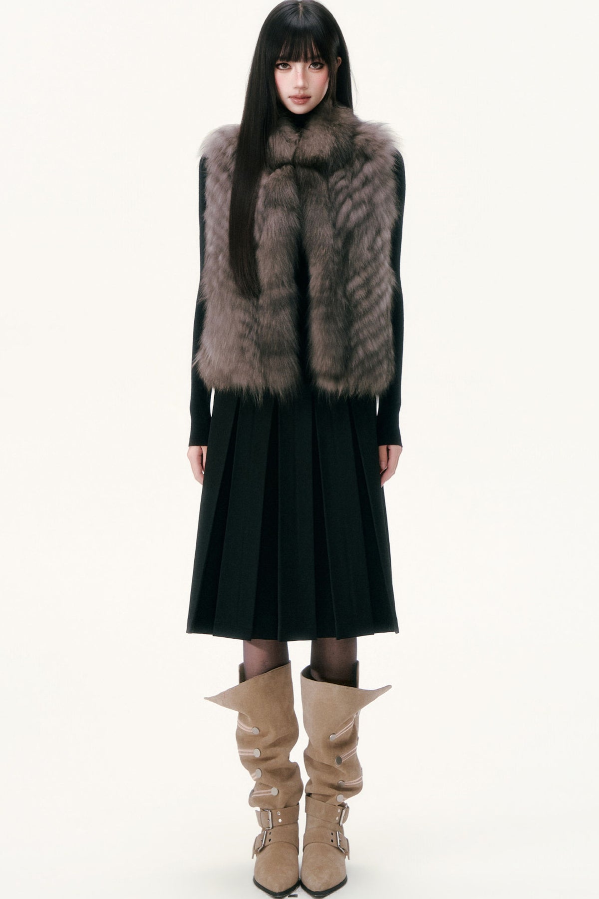 Saga Fox Fur Straight Vest
