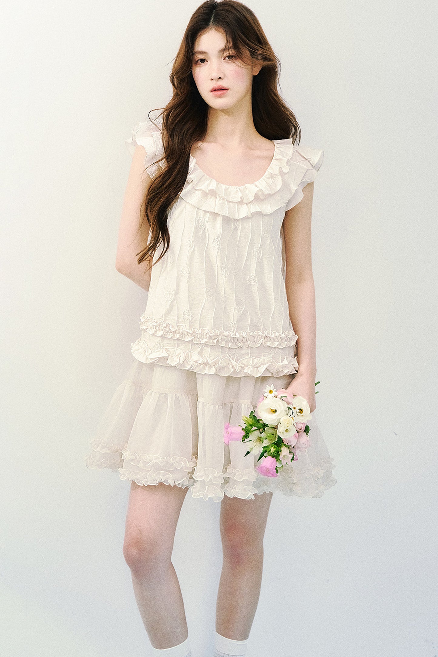 Rose Ruffled A-Line Dress