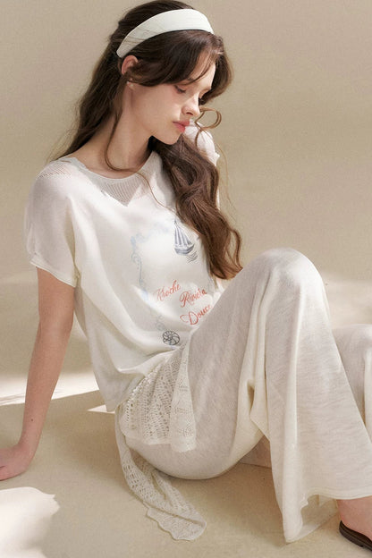 Hand-Painted Nautical Knit Top
