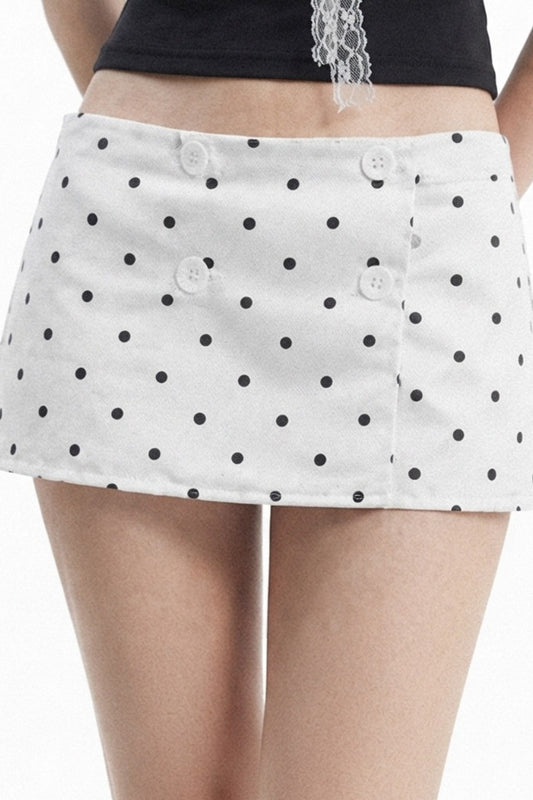 White Polka Dot Mini Skirt