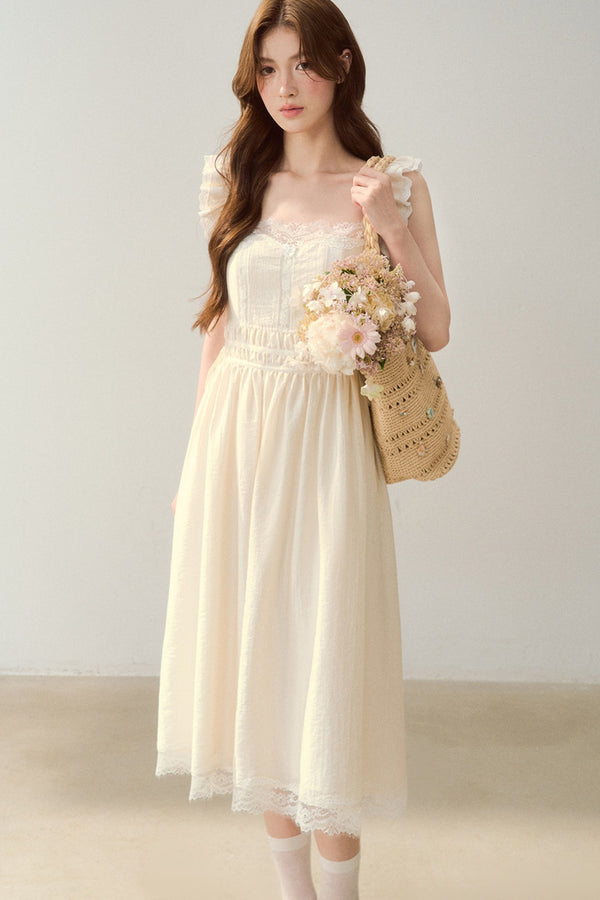 White Shell Lace Dress