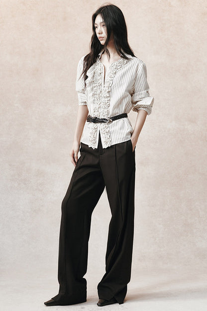 Asymmetrical Lace Jacquard Blouse