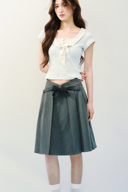 Asymmetrical Pleated Midi Skirt