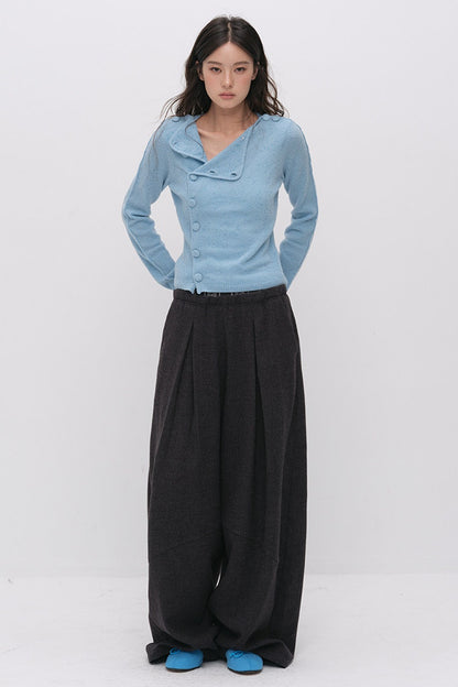 Wool Jacquard Wide-Leg Trousers