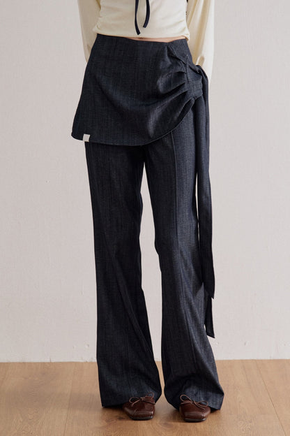 Tied Waist Wide-Leg Flared Pants