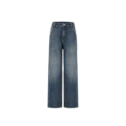 Jeans retrò a vita alta slavati a gamba larga