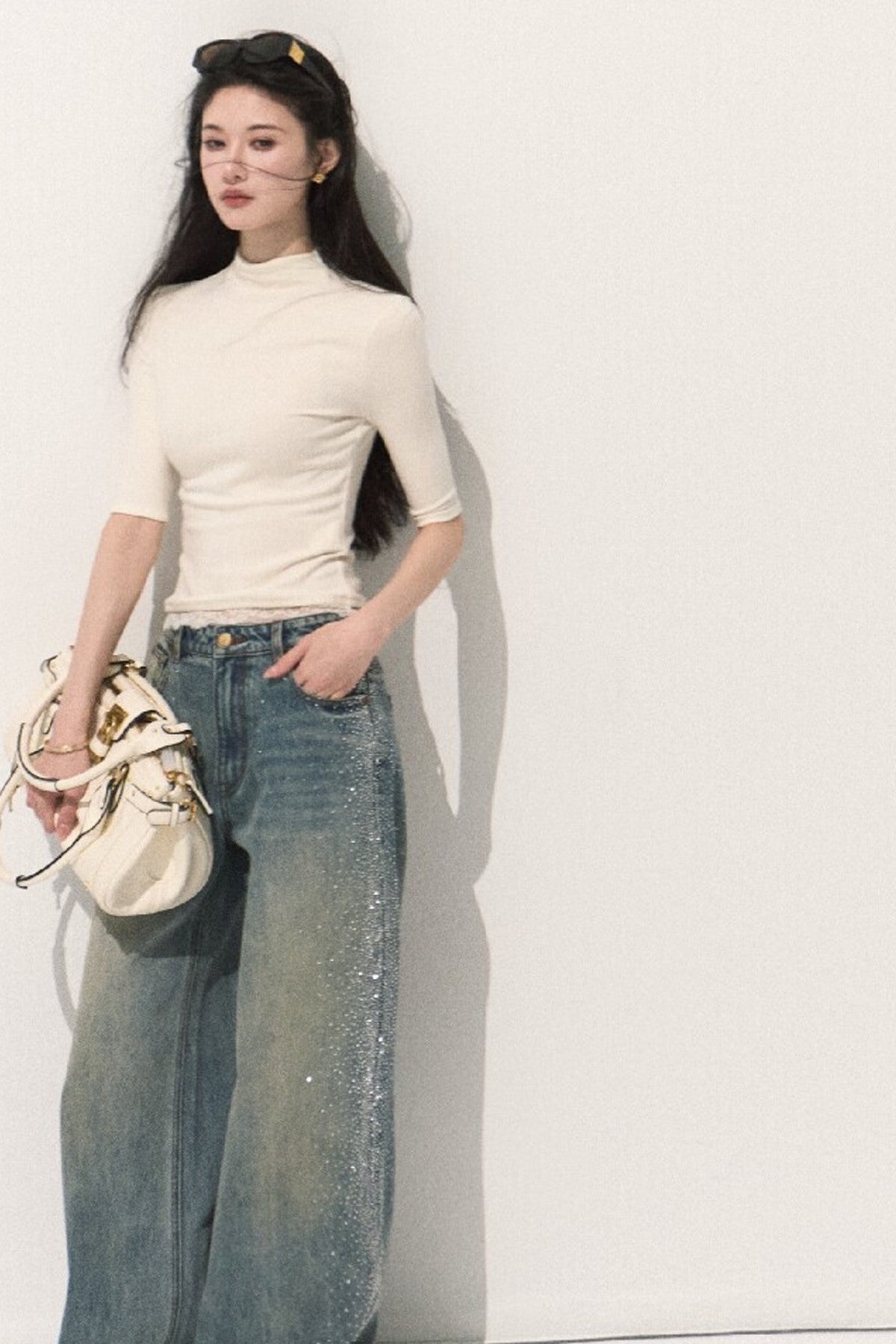 Wool Half-High Collar Knit Top