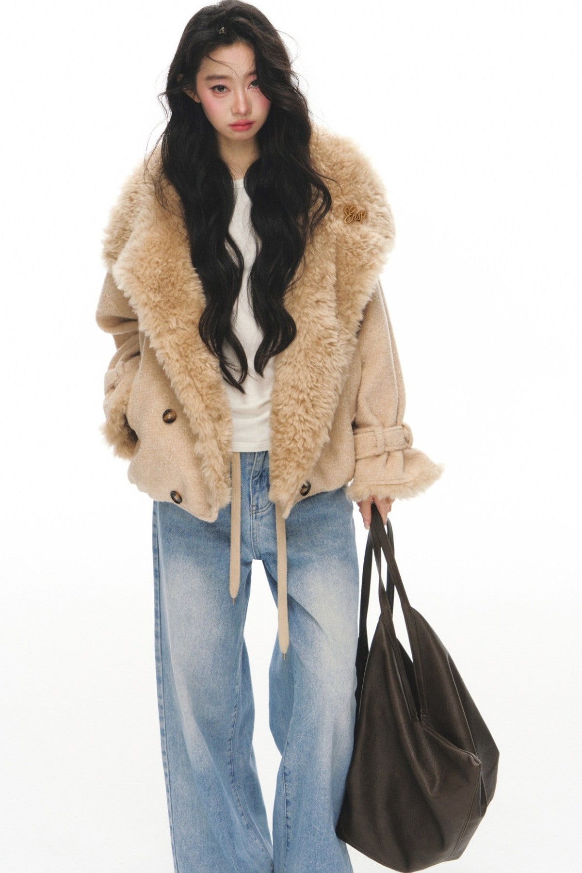 Ensemble veste courte en laine et pantalon