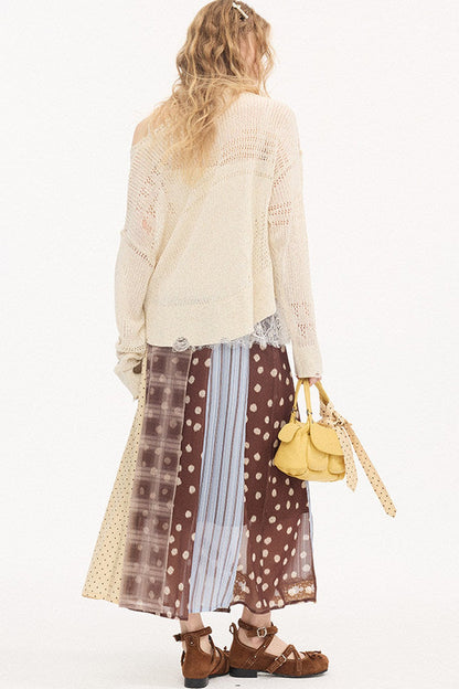 Asymmetrical Knit Off-Shoulder Top Set