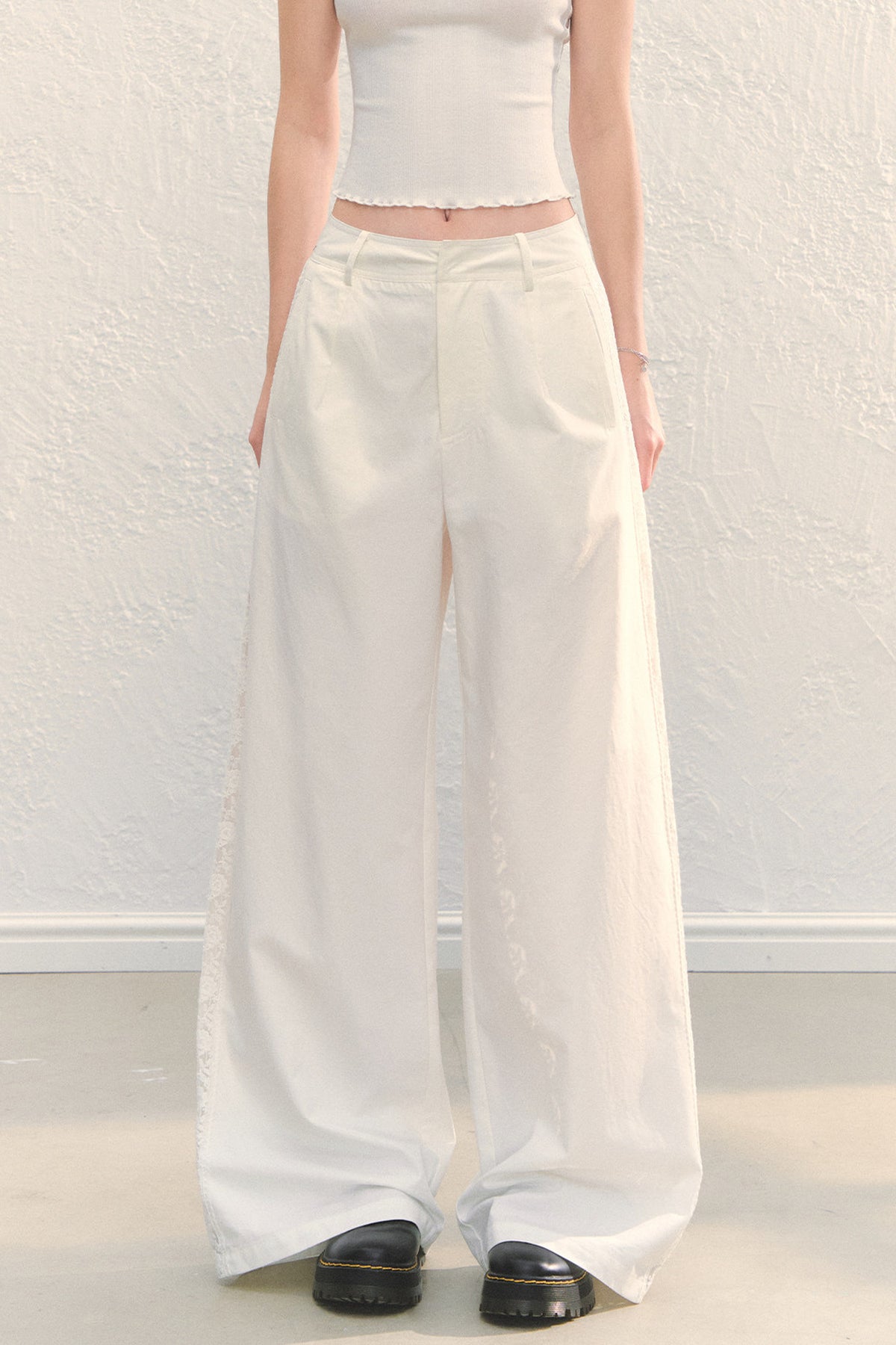 High Waist White Wide-Leg Pants