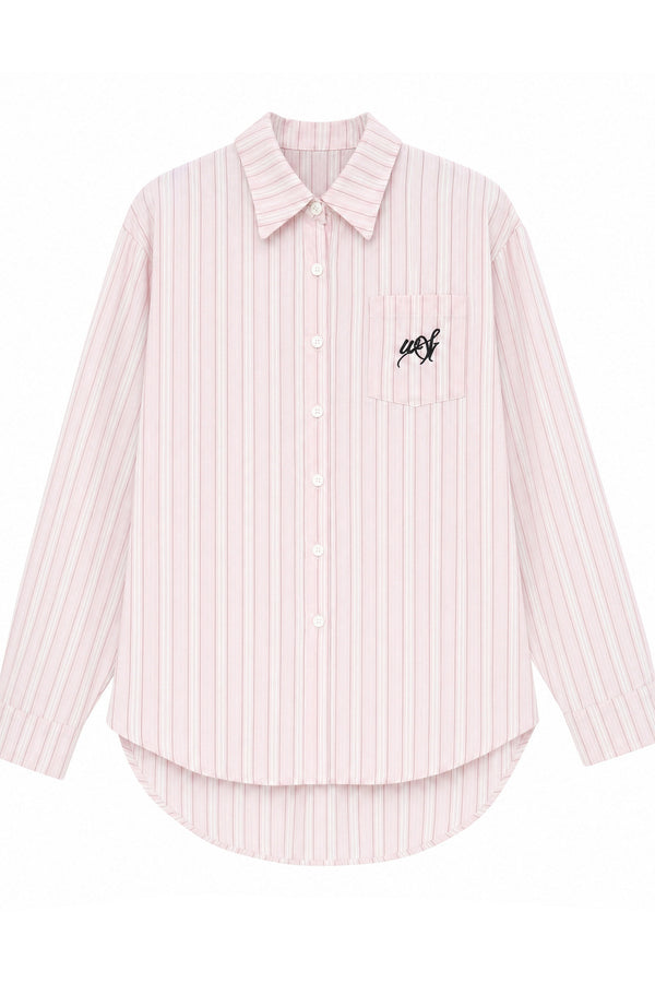 Striped Shirt With Wide-Leg Pants Set-Up