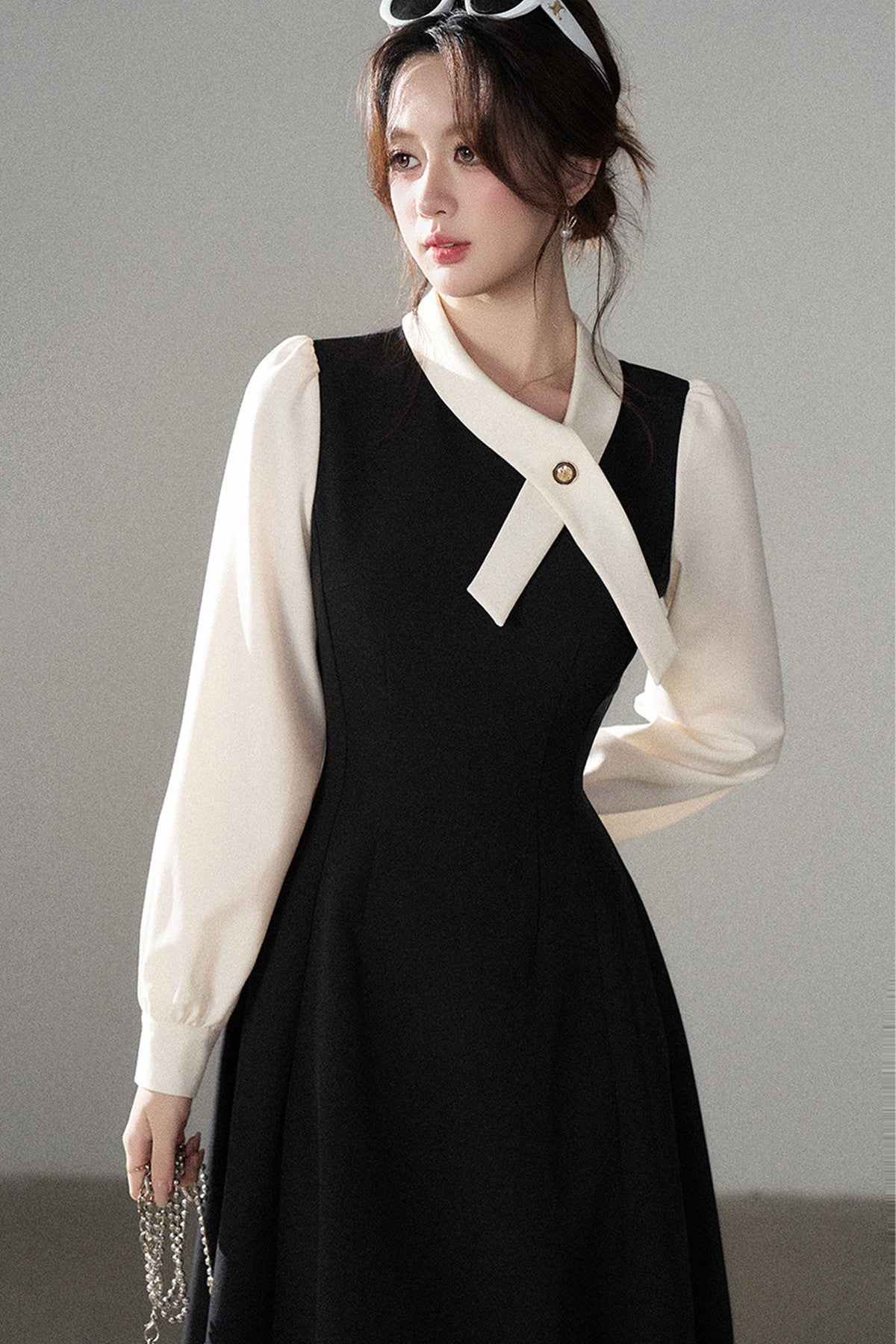 Contrasting Color Long Dress