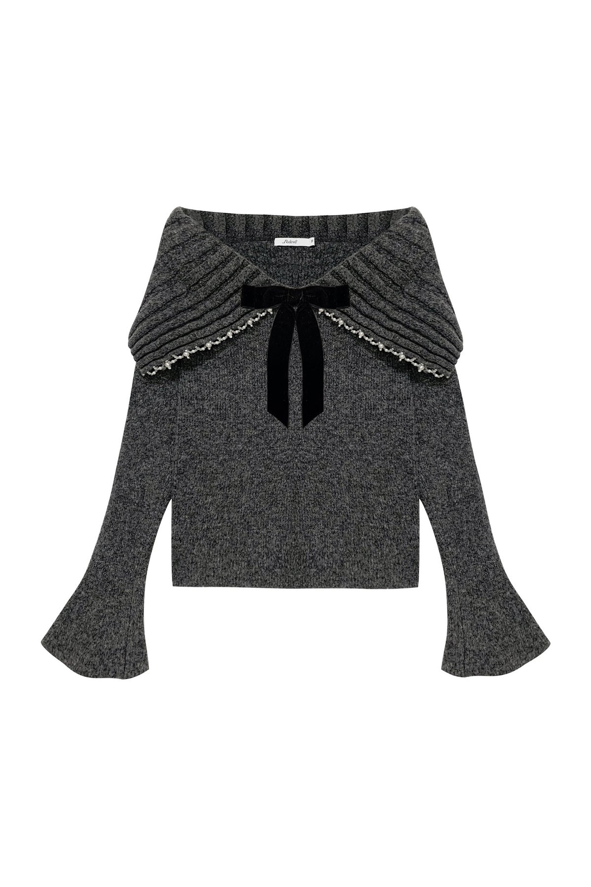 Bow-Knot Pearl Knit Sweater and Skirt Set-Up