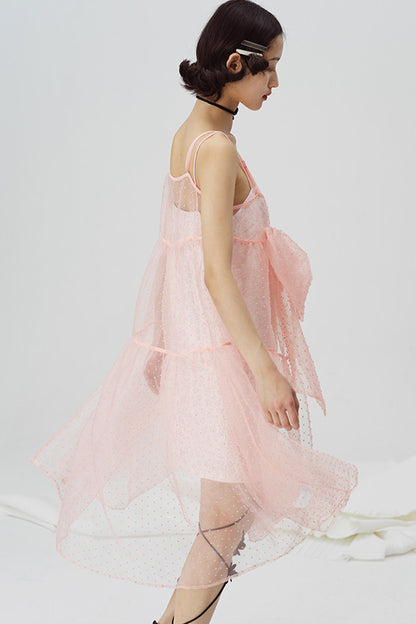Pink Peach Blossom Strap Dress