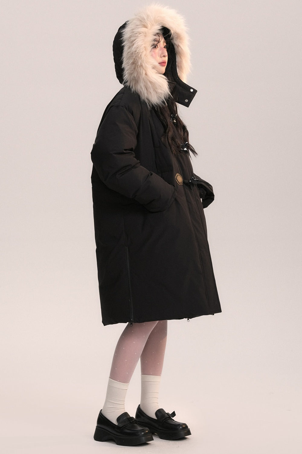 Bow Fur Collar Down Coat