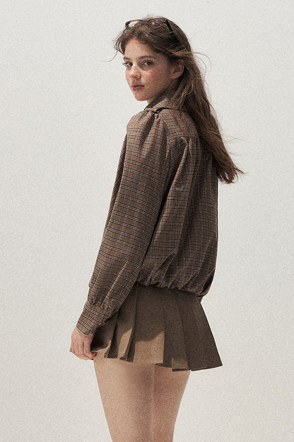 Brown Doll Collar Trench Coat and Skirt Set-Up