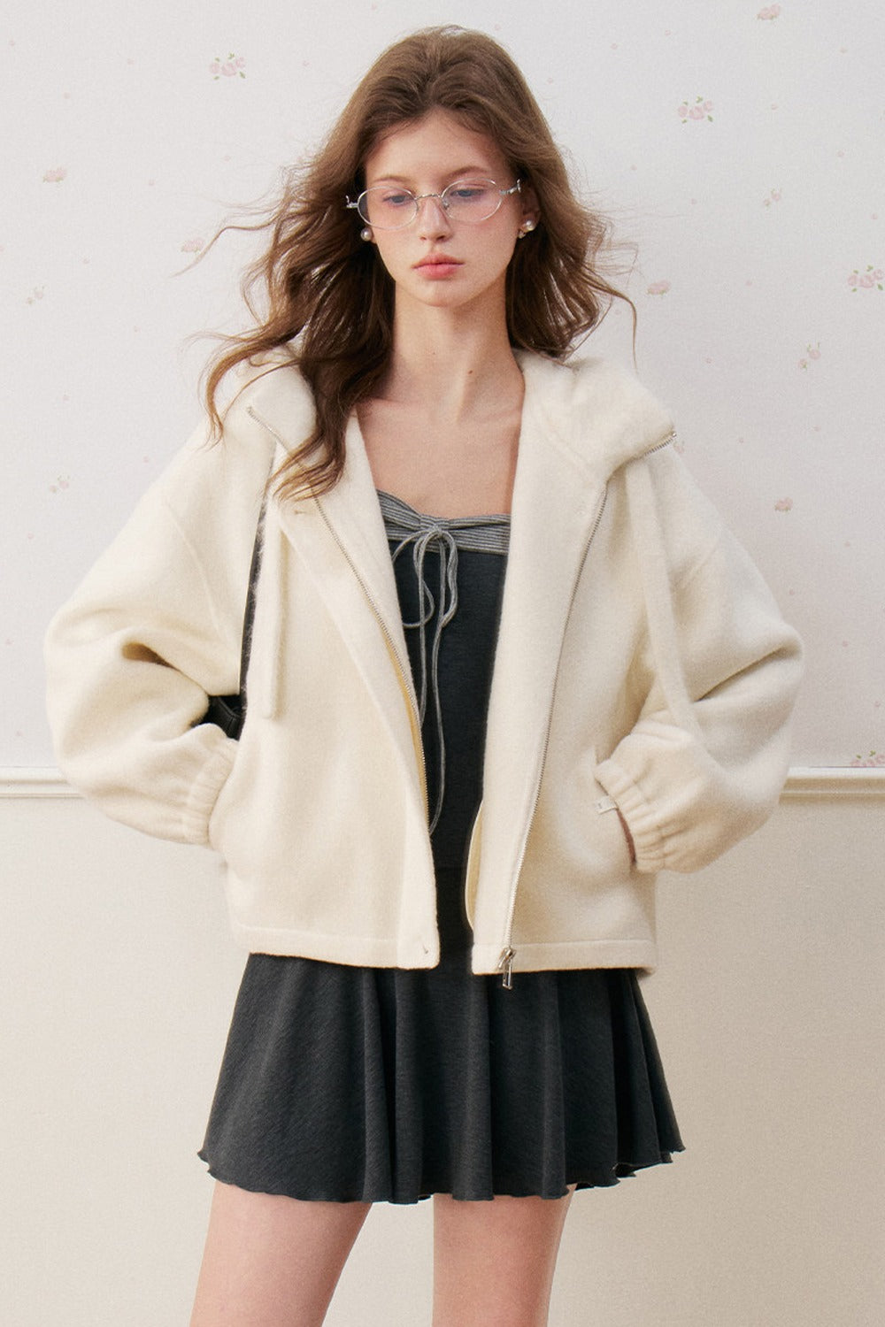 Layered-Look Striped Square Neck A-Line Dress