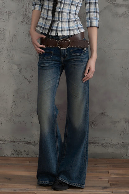 Retro Distressed Flared Pants