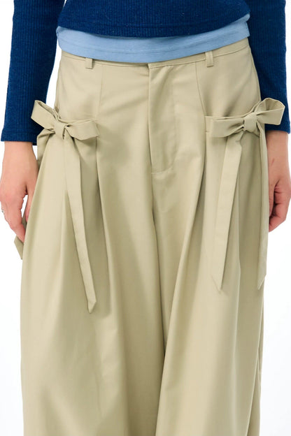 Milky Apricot Wide-Leg Pants