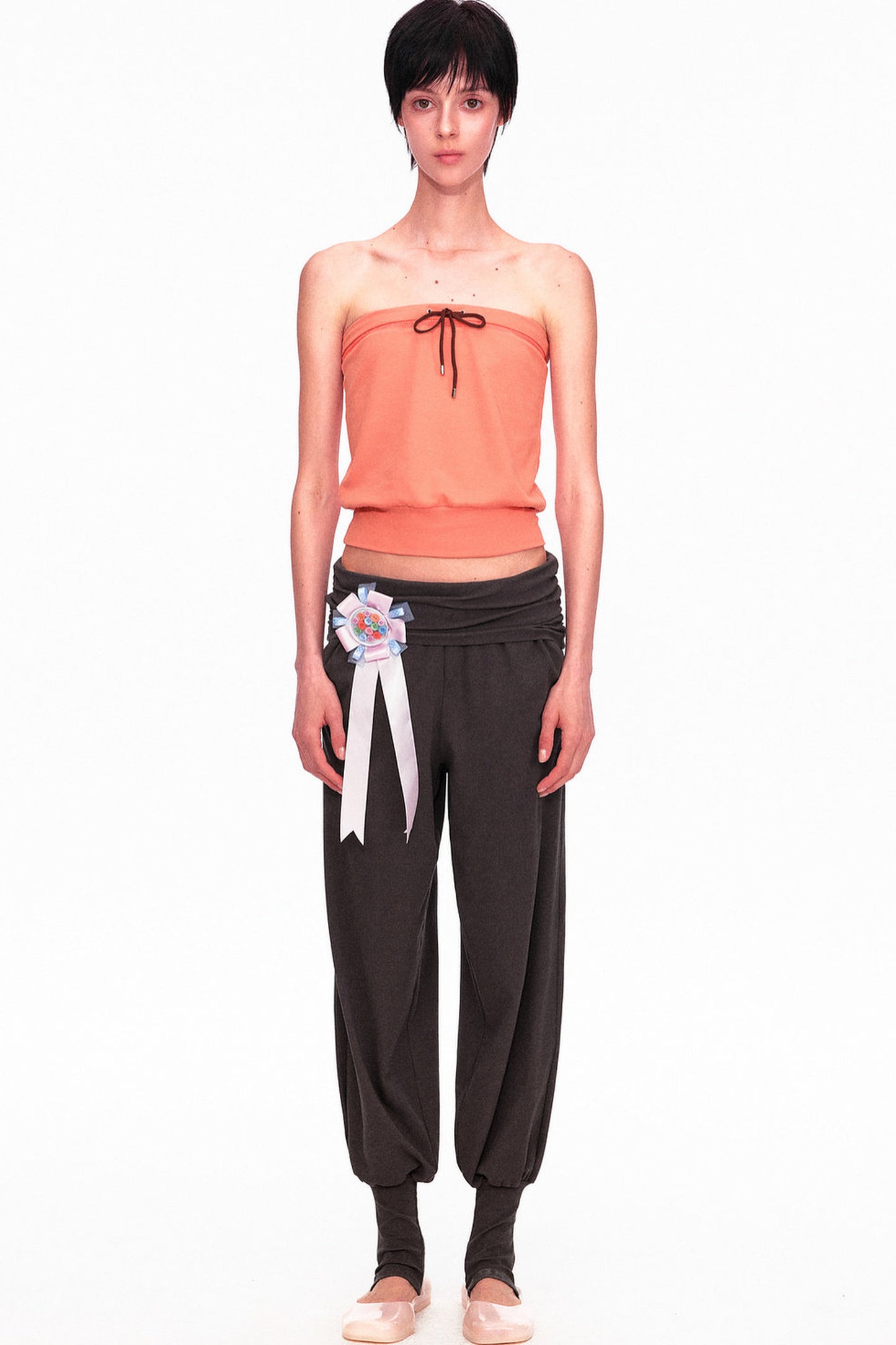 Color-Blocked Drawstring Tube Top