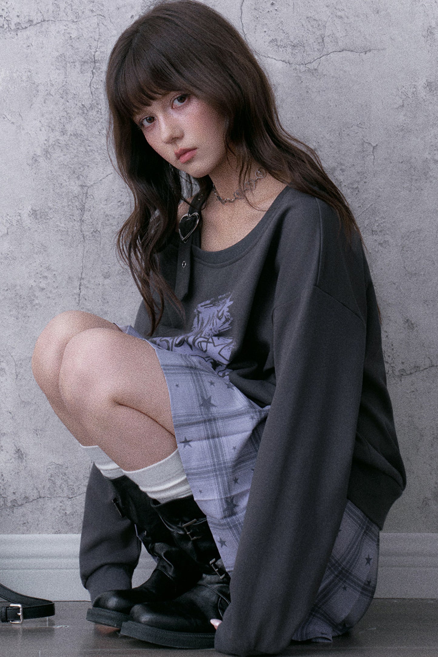 One-Shoulder Graffiti Sweatshirt Dress