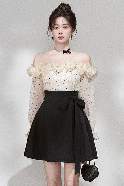 Ruffle Off-Shoulder Long Sleeve Dress