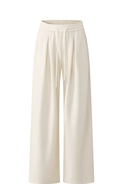 V-Neck Sweatshirt and Wide-Leg Pants Set-Up