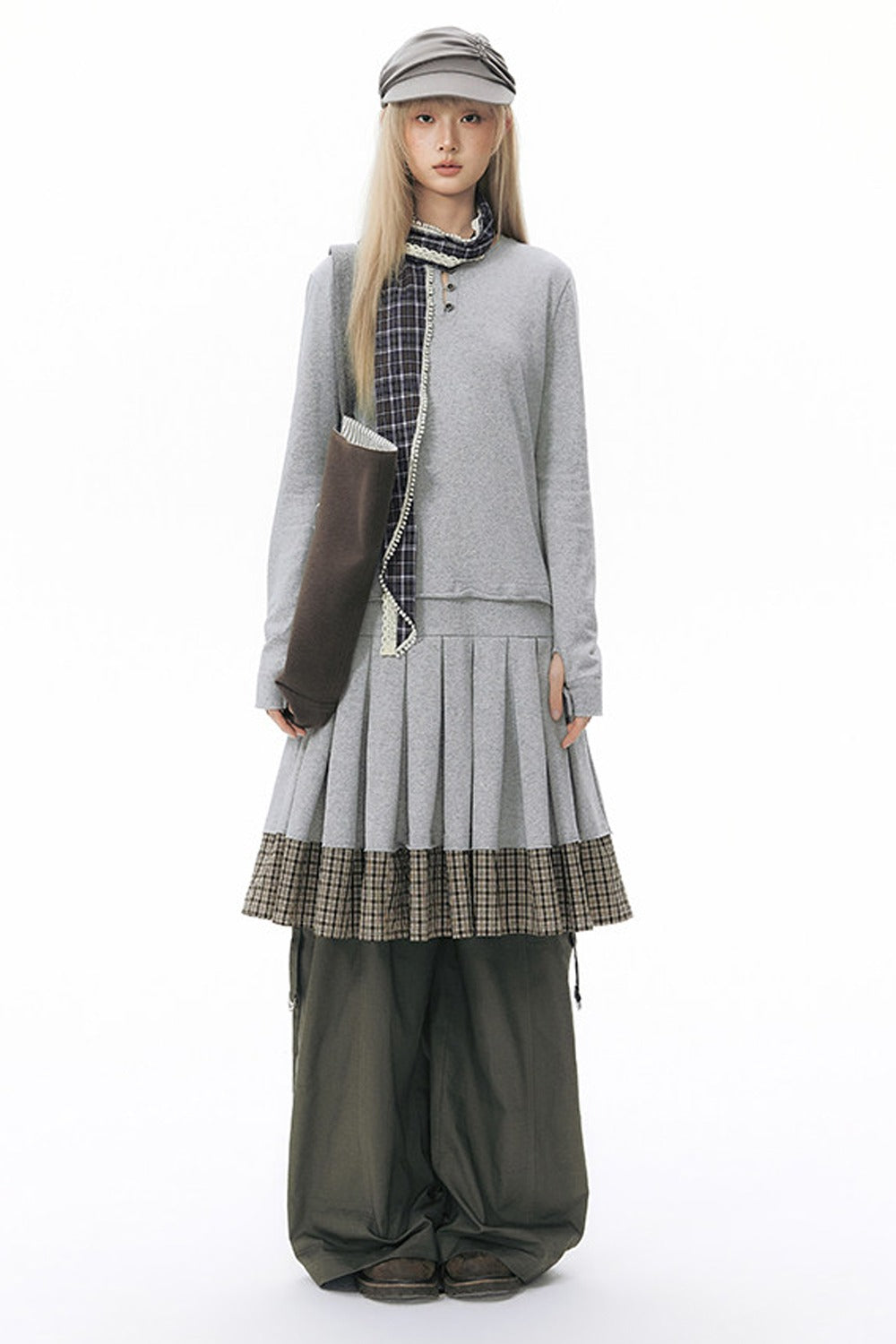 Foldable Hem Wide Leg Pants