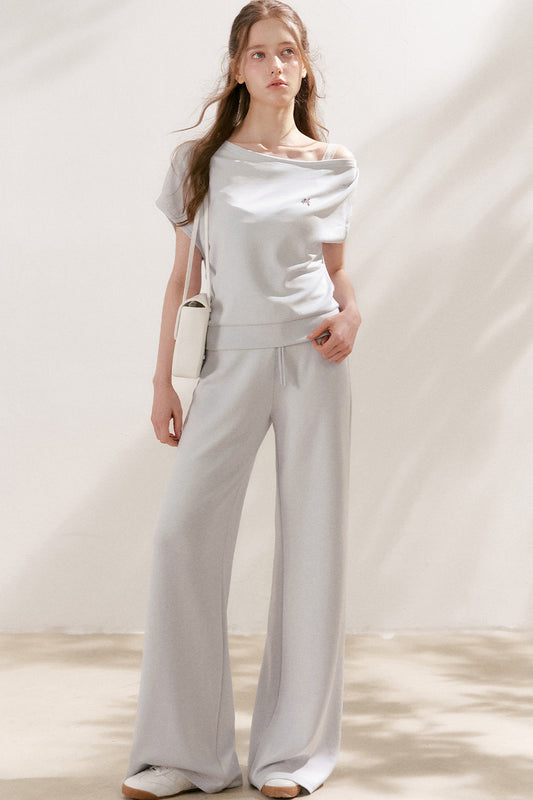Air-Layer Asymmetric T-Shirt And Trousers Set-Up