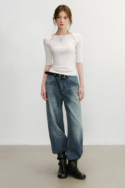 Vintage Washed Denim Pants