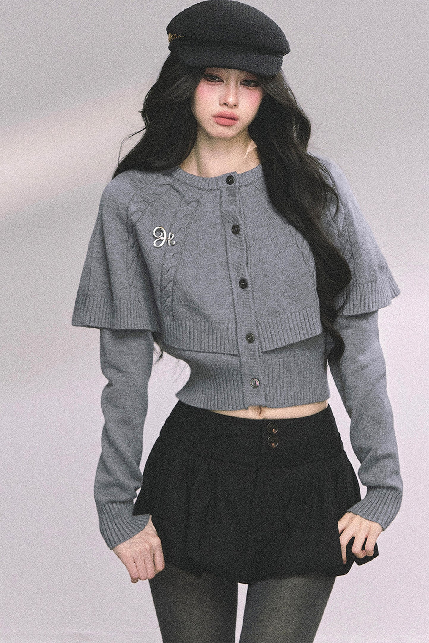 Knitted Cable Cape Sweater