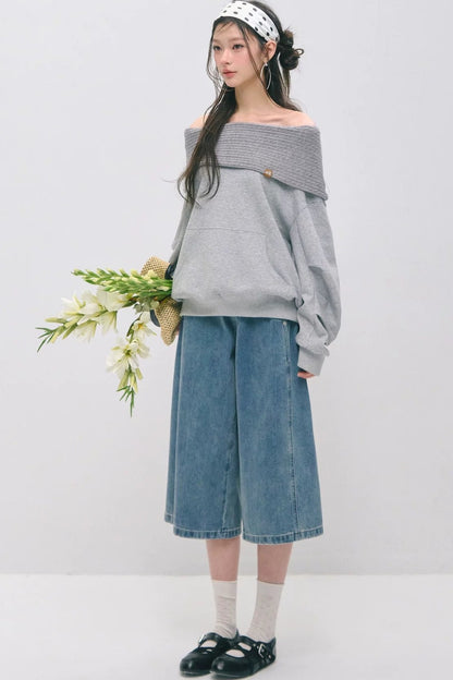 Dekonstruierte 7/8-Hose mit weitem Bein