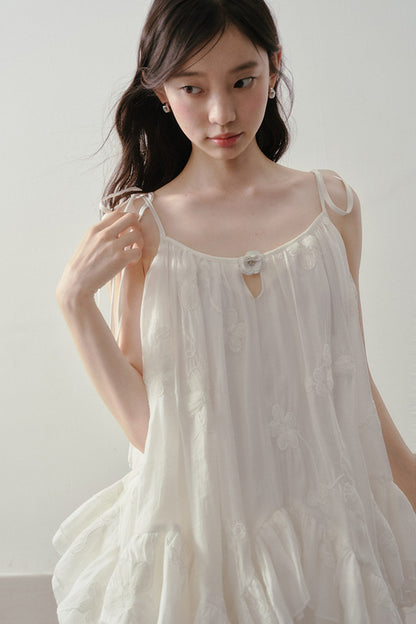 Layered Ruffle Embroidered Camisole Skirt Set