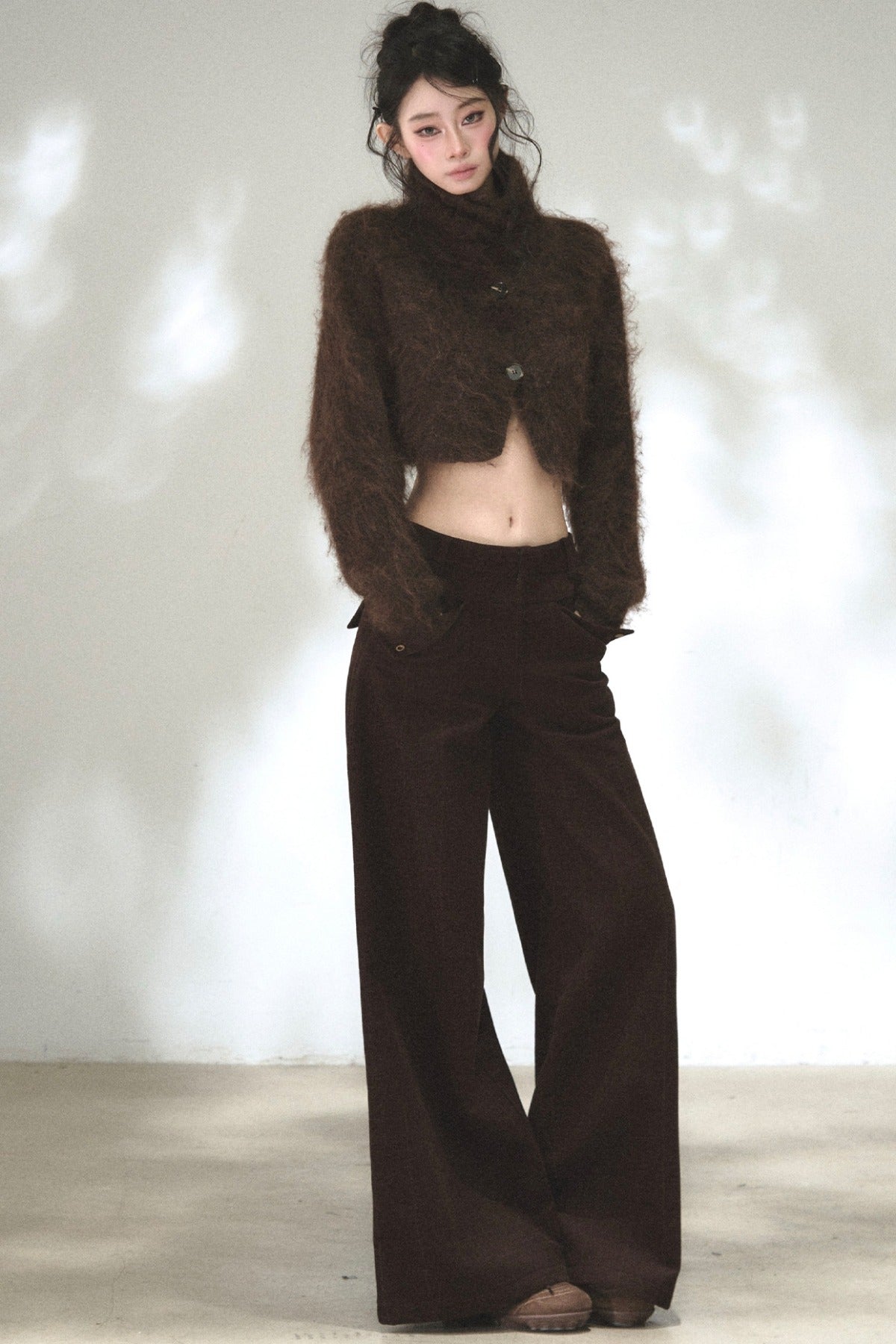 Karierte Cord-Arbeitshose mit weitem Bein