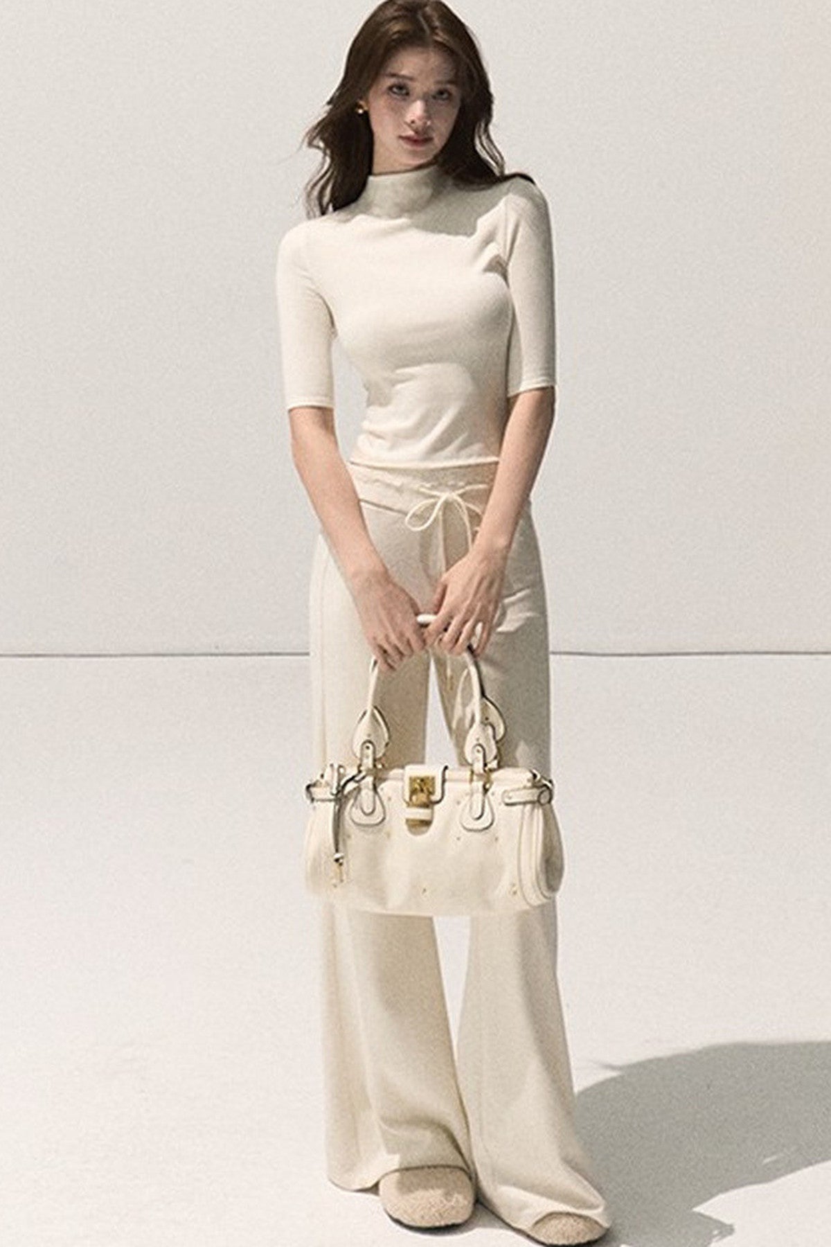 Wool Half-High Collar Knit Top