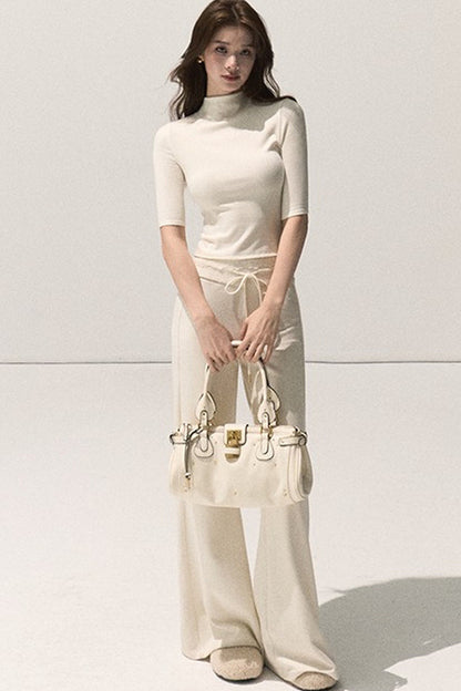 Wool Half-High Collar Knit Top