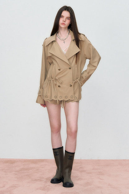3D Embroidered Drawstring Jacket