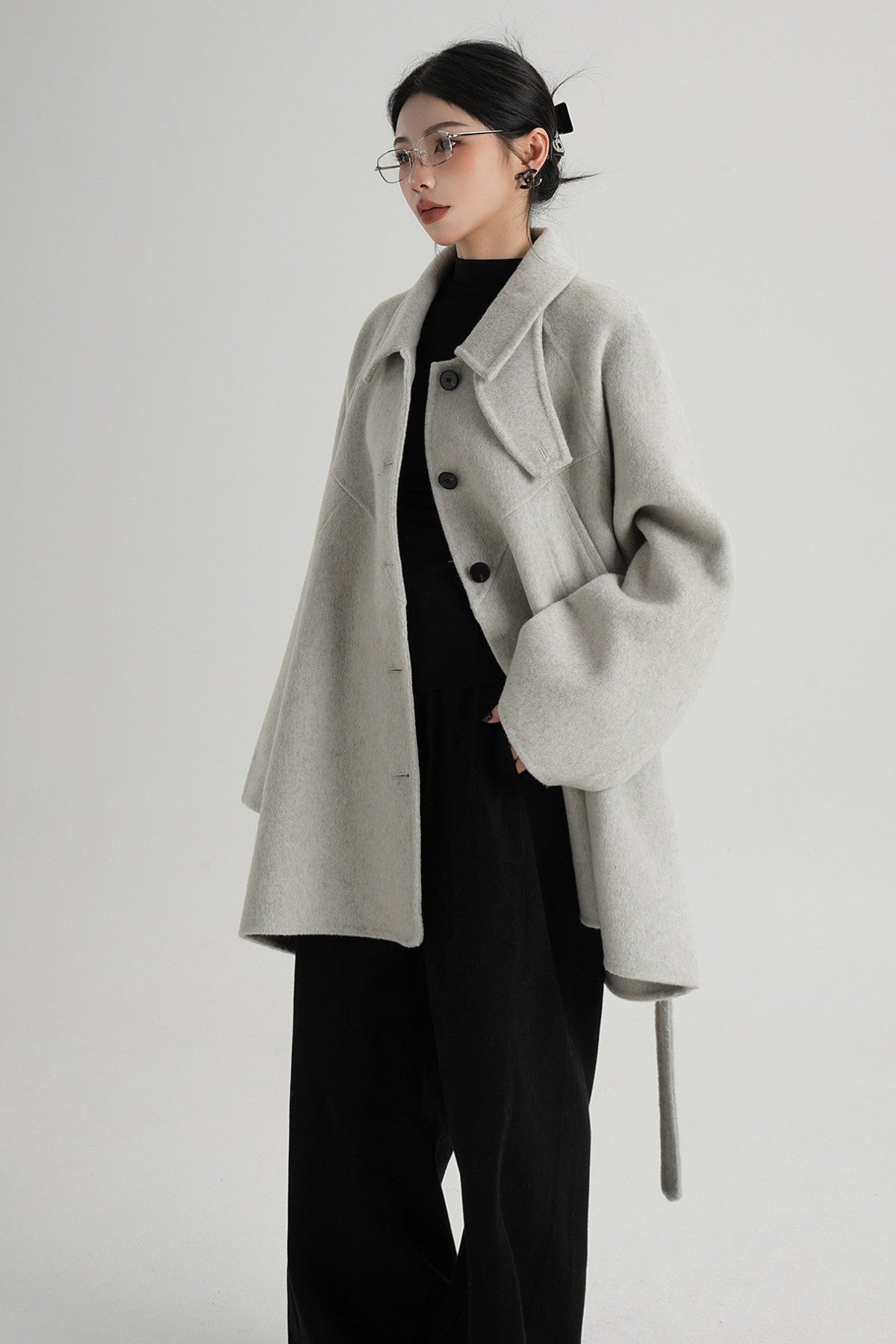 Mid-Length Armor Collar Wool Coat