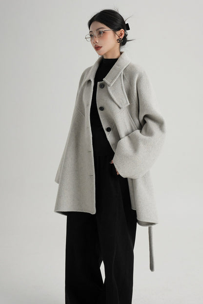 Mid-Length Armor Collar Wool Coat